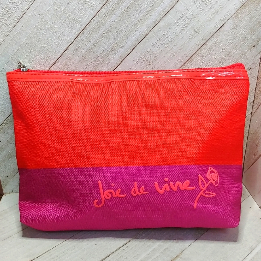 NEW Lancome Red/Orange and Purple Oversized Makeup Bag